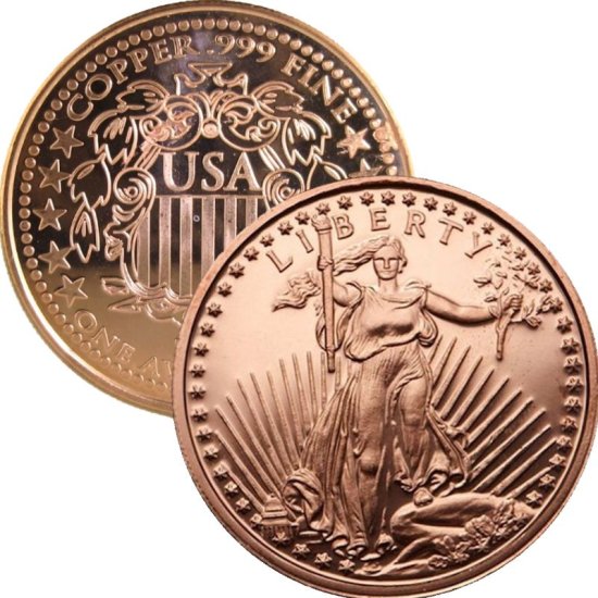 (image for) Saint Gaudens Design (Shield Back ~ 2011) 1 oz .999 Pure Copper Round