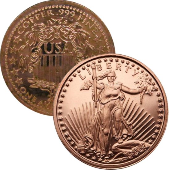 (image for) Saint Gaudens Design (Shield Back ~ 2013) 1 oz .999 Pure Copper Round