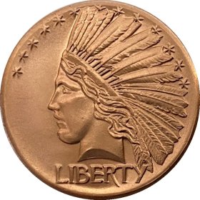 Saint Gaudens Indian Head (Patrick Mint) 1/2 oz .999 Pure Copper Round