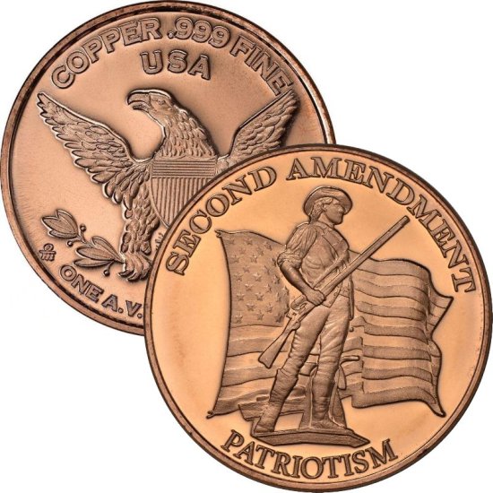 (image for) Second Amendment (Patriotism) 1 oz .999 Pure Copper Round