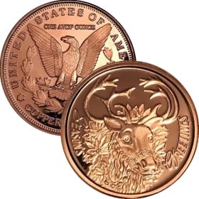 Season's Greetings Reindeer (Sunshine Mint) 1 oz .999 Pure Copper Rounds