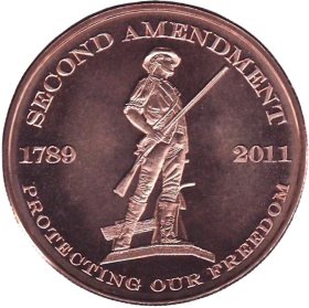 Second Amendment ~ Protecting Our Freedom (AOCS)  (2011) 1 oz .999 Pure Copper Round