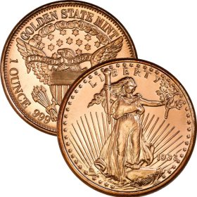 Saint Gaudens 1oz .999 1 oz .999 Pure Copper Round (Golden State Mint)