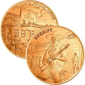 (image for) The Sheriff ~ Prospector Series 1 oz .999 Pure Copper Round