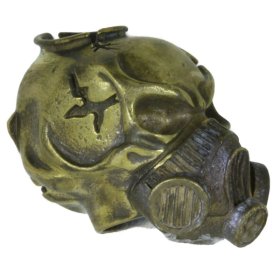 Skull Gas Mask Bead In Brass By Techno Silver