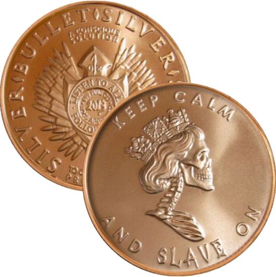 (image for) Slave Queen (AOCS) (2013) 1 oz .999 Pure Copper Round (Silver Bullet - Silver Shield)  