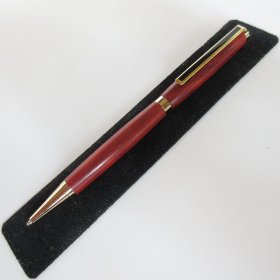 Slimline Twist Pen in (Red Heartwood) 24kt Gold