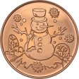 (image for) Snowman  ~ Merry Christmas (Tree Back Design Series) 1 oz .999 Pure Copper Round