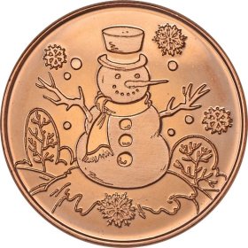 Snowman  ~ Merry Christmas (Tree Back Design Series) 1 oz .999 Pure Copper Round