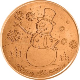 Snowman (Wreath Back Design Series) 1 oz .999 Pure Copper Round