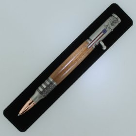 Statue of Liberty Flag Bolt Action Pen in (Mango) Antique Pewter/Rose Gold