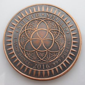 Spreading Debt And Death 1 oz .999 Pure Copper Round (2016 Silver Shield) (Black Patina)