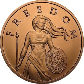 Standing Freedom 1 oz .999 Pure Copper Round (2014 Silver Shield)