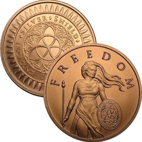 Standing Freedom 1 oz .999 Pure Copper Round (2015 Silver Shield)