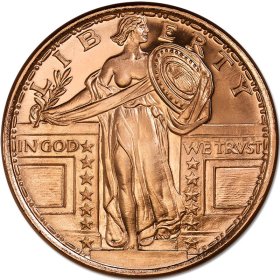 Standing Liberty 1oz .999 1 oz .999 Pure Copper Round (Golden State Mint)