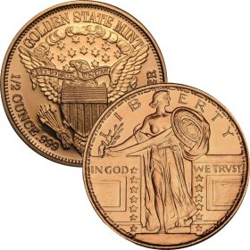 Standing Liberty Design 1/2 oz .999 Pure Copper Round