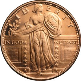 Standing Liberty Design 1/4 oz .999 Pure Copper Round
