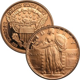 Standing Liberty Design 1/4 oz .999 Pure Copper Round