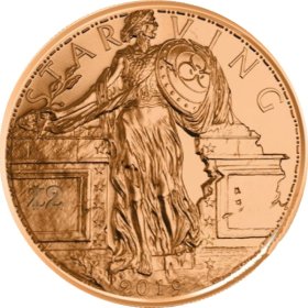Starving Liberty 1 oz .999 Pure Copper Round (7th Design of the Zombucks Series)