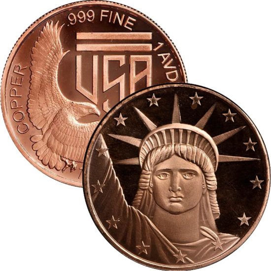 (image for) Statue of Liberty Dollar (SilverTowne Mint) 1 oz .999 Pure Copper Round