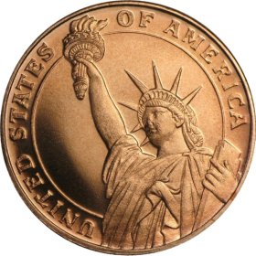 Statue Of Liberty Design 1/4 oz .999 Pure Copper Round