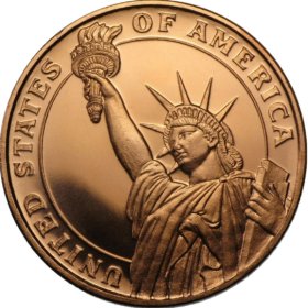 Statue Of Liberty 1 oz .999 Pure Copper Round