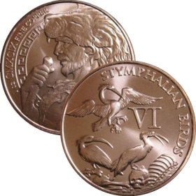 Stymphalian Birds 1 oz .999 Pure Copper Round (6th Design of the 12 Labors of Hercules Series)