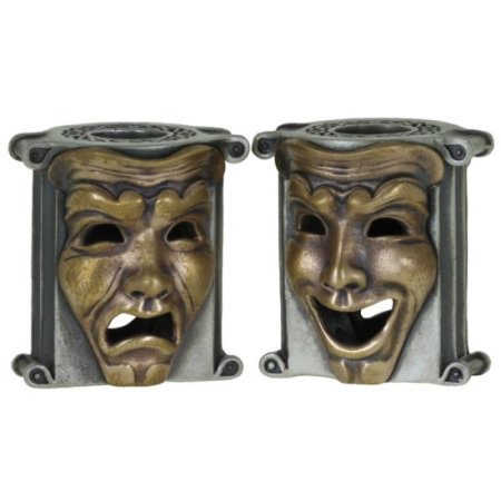 (image for) Theatrical Mask (.925 Sterling Silver Base - Bronze Masks) By Techno Silver