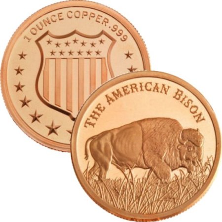 (image for) The American Bison 1 oz .999 Pure Copper Round