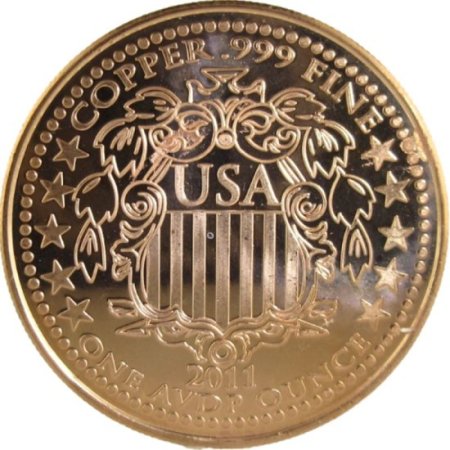 (image for) Trade Dollar Design (Shield Back ~ 2011) 1 oz .999 Pure Copper Round