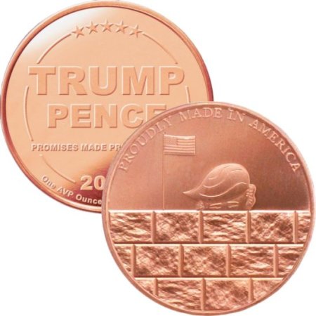 (image for) Donald J. Trump ~ Build The Wall (Disme) 1 oz .999 Pure Copper Round