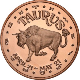 Taurus ~ Zodiac Sign Series 1 oz .999 Pure Copper Round