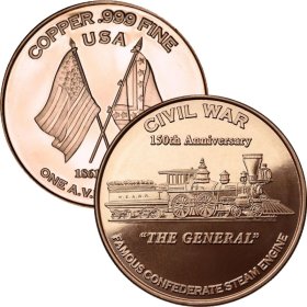 The General ~ Civil War Series 1 oz .999 Pure Copper Round