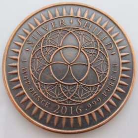 Too Big To Fail 1 oz .999 Pure Copper Round (2016 Silver Shield) (Black Patina)