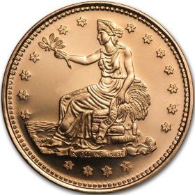 Trade Dollar Design (Shield Back ~ 2011) 1 oz .999 Pure Copper Round