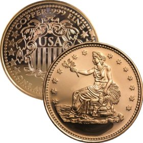 Trade Dollar Design (Shield Back ~ 2011) 1 oz .999 Pure Copper Round