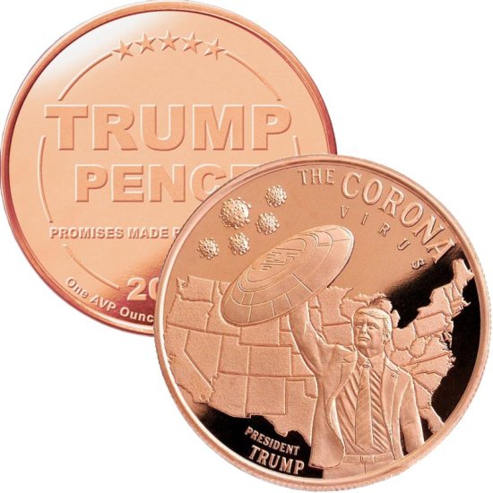 (image for) Donald J. Trump ~ Coronavirus (Disme) 1 oz .999 Pure Copper Round