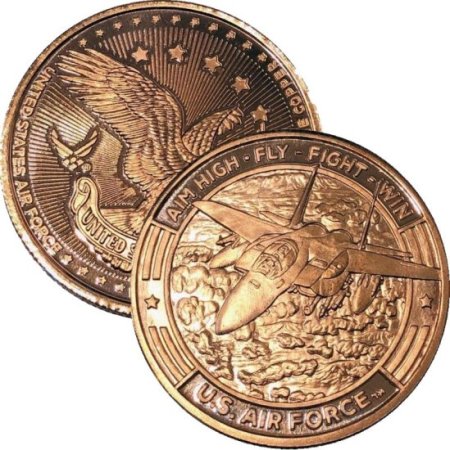 (image for) U.S. Air Force Aim High Fly - Fight - Win (Guy Harvey Design) 1 oz .999 Pure Copper Round