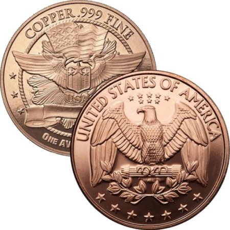 (image for) US Quarter (No Date Obverse) 1 oz .999 Pure Copper Round