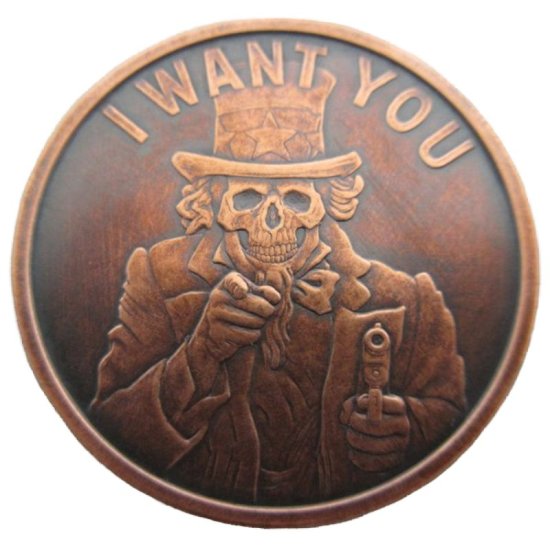 (image for) Uncle Slave (I Want You) 1 oz .999 Pure Copper Round (2016 Silver Shield) (Black Patina)