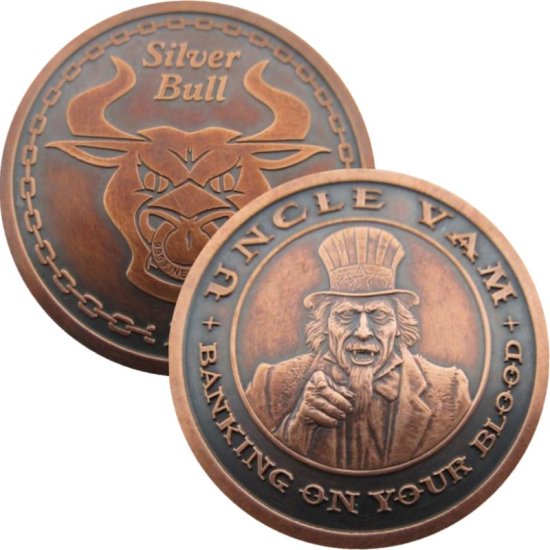 (image for) Uncle Vam 1 oz .999 Pure Copper Round (Black Patina)