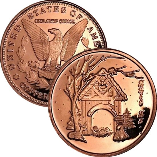 (image for) Unto Us Nativity (Sunshine Mint) 1 oz .999 Pure Copper Rounds