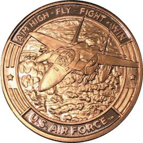 U.S. Air Force Aim High Fly - Fight - Win (Guy Harvey Design) 1 oz .999 Pure Copper Round