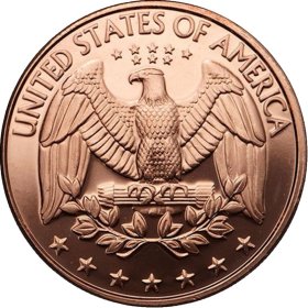 US Quarter (No Date Obverse) 1 oz .999 Pure Copper Round