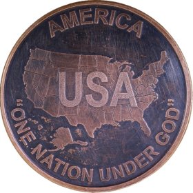 USA - America One Nation Under God 1 oz .999 Pure Copper Round (Black Patina)
