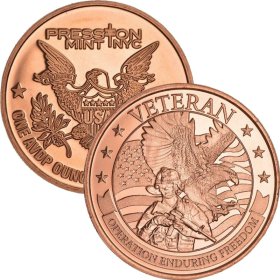 Veteran Operation (Enduring Freedom Series) 1 oz .999 Pure Copper Round (Presston Mint)