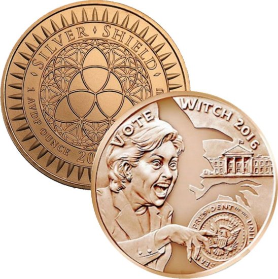 (image for) Vote Witch 2016 #15 (2017 Silver Shield Mini Mintage) 1 oz .999 Pure Copper Round
