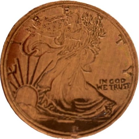(image for) Walking Liberty 5 oz .999 Pure Thick Copper Round Bar