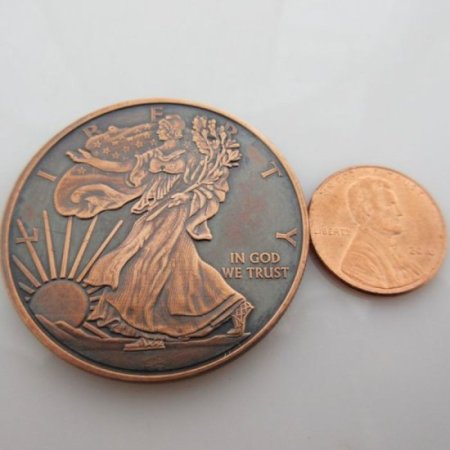 (image for) Walking Liberty 1 oz .999 Pure Copper Round (Presston Mint) (Black Patina)