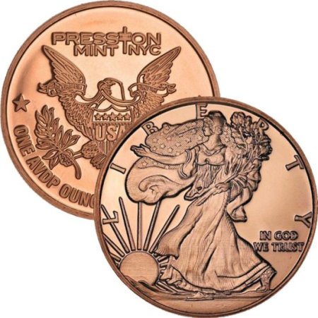 (image for) Walking Liberty 1 oz .999 Pure Copper Round (Presston Mint)